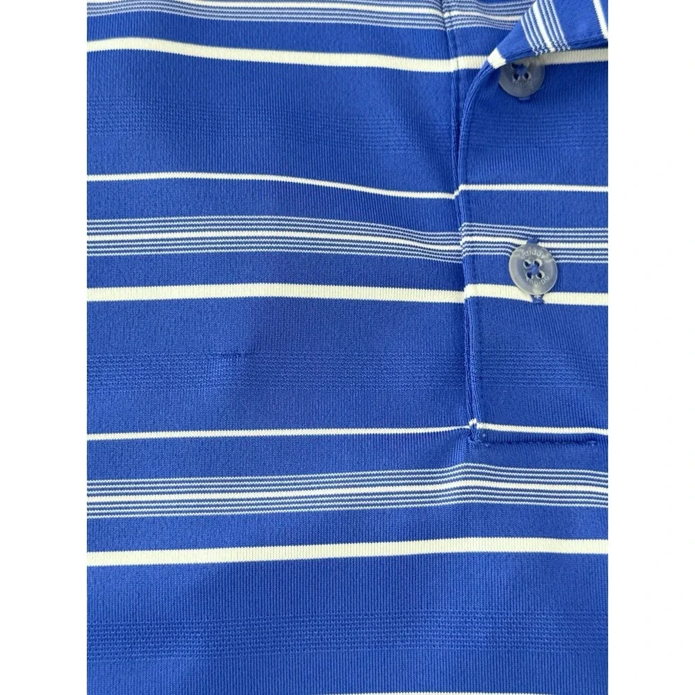 Adidas Puremotion Mens Blue Striped Polo Performance Golf Shirt Size XL Stretch